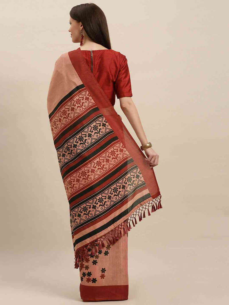 Stylish Silk Saree With Solid Floral Print