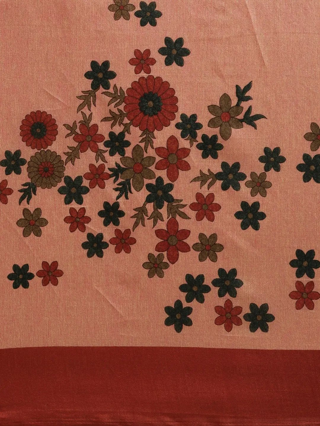 Stylish Gajari Colour Silk Saree With Solid Floral Print