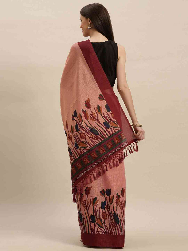 Stylish Silk Saree With Solid Floral Print