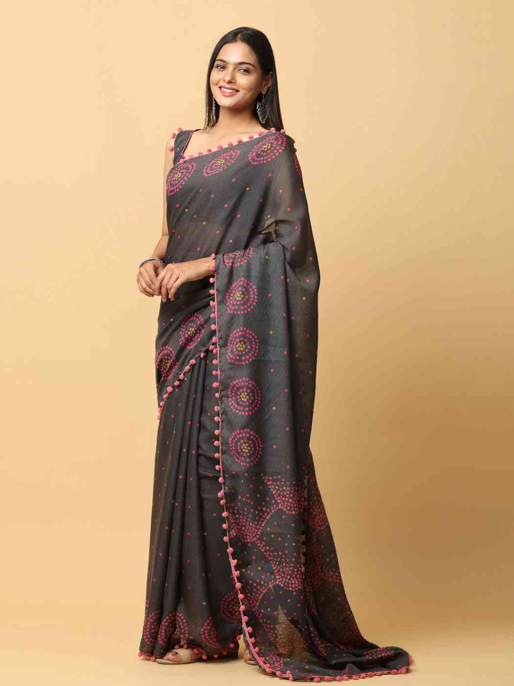 Pure Slab Cotton Trendy Block Print Designer Saree