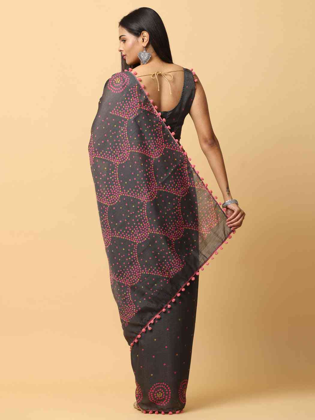 Pure Slab Cotton Trendy Block Print Designer Saree