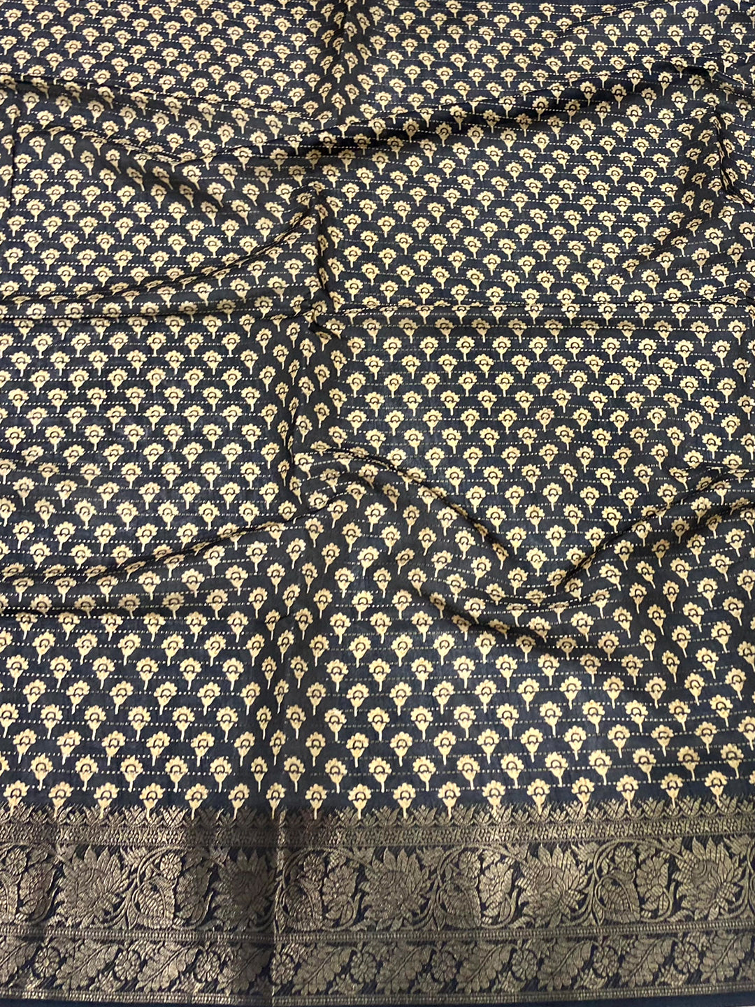 Grey Dola Silk Ajrakh Saree