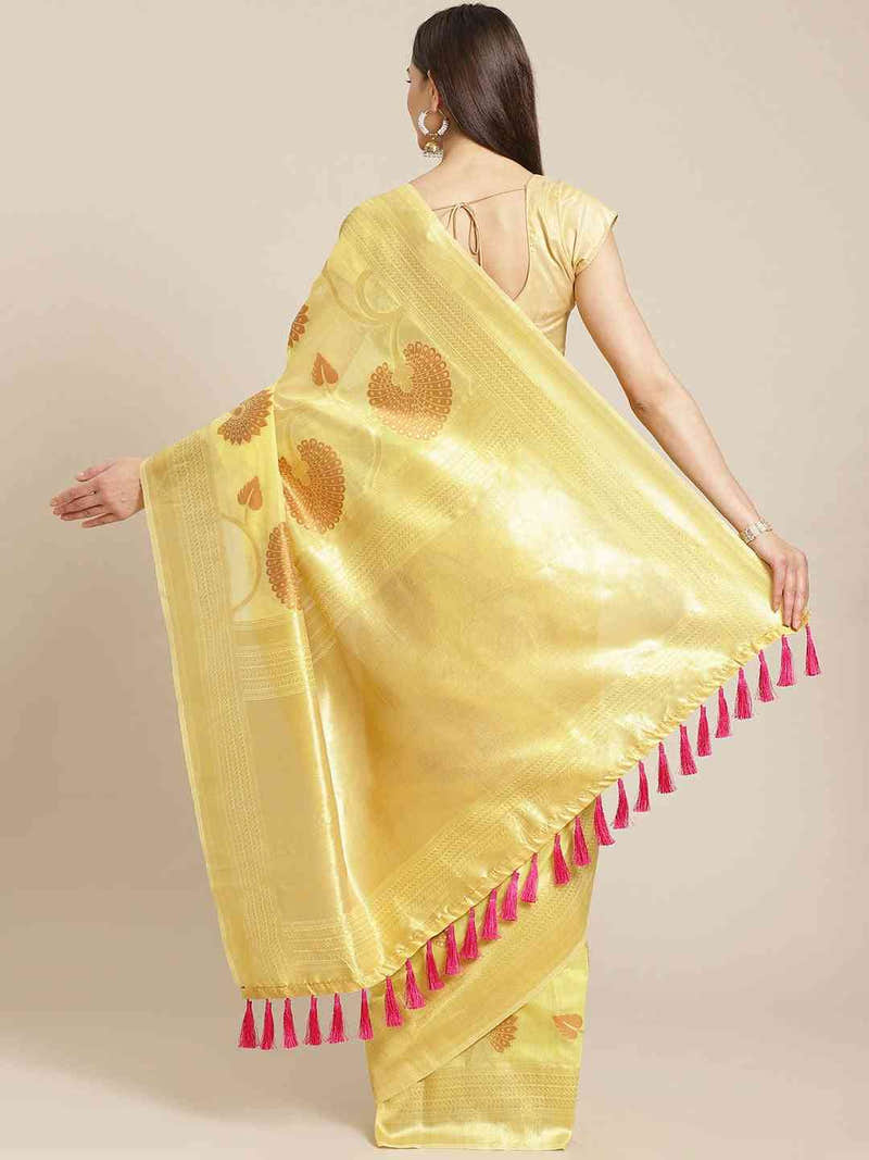 Stylish Cotton Blend Woven Design Saree