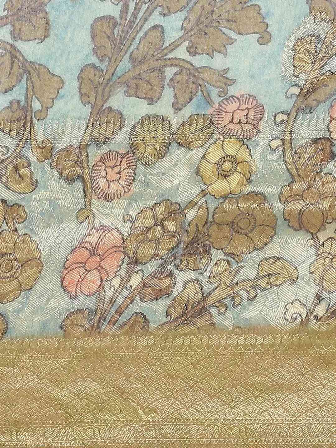 Shop Eye-Catcher Slub Cotton Flower Digital Print Saree