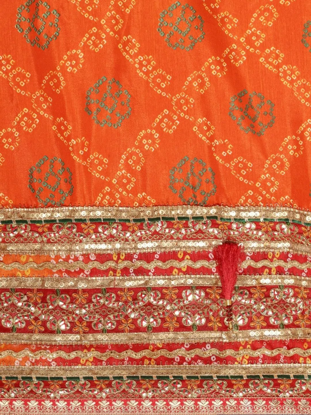 Poly Chiffon Half Half Bandhej Print Saree