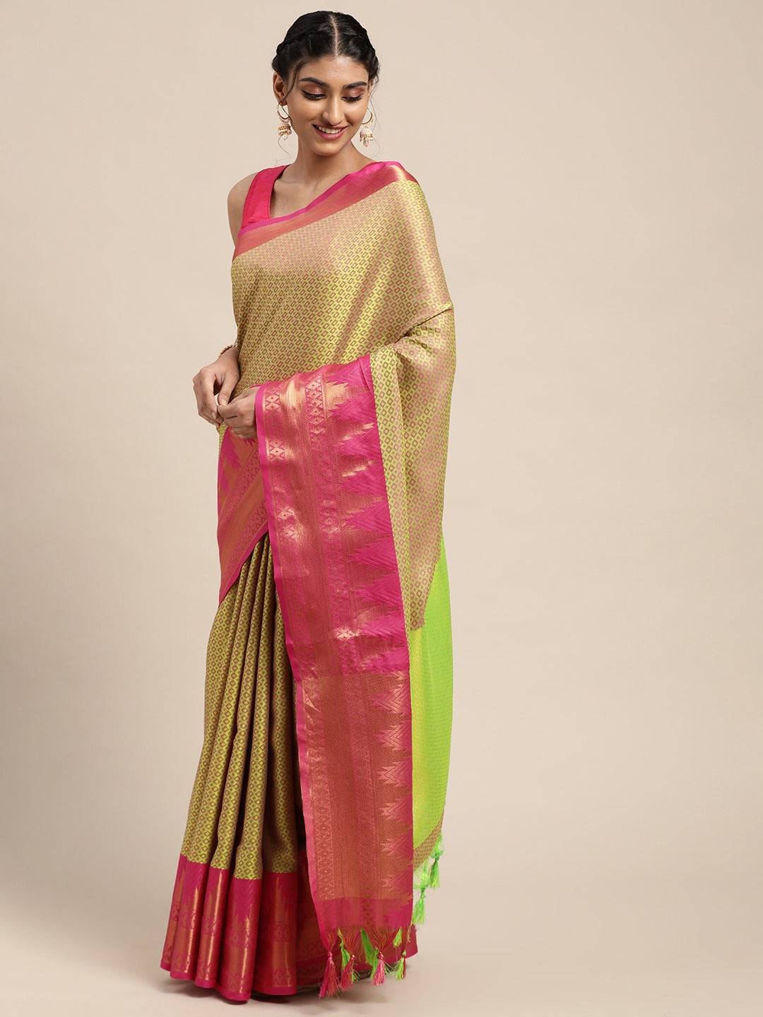 Uppada Cotton Silk Saree With Self Butti