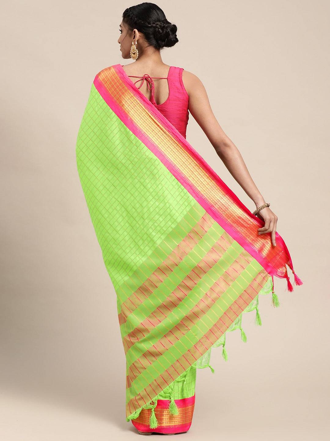 Uppada Cotton Silk Saree With Self Butti