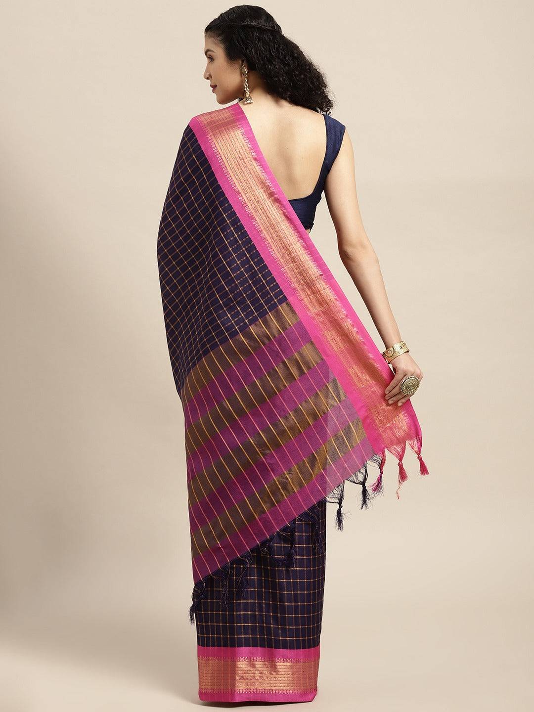Uppada Cotton Silk Saree With Self Butti