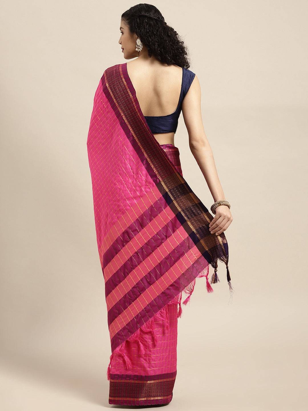 Uppada Cotton Silk Saree With Self Butti