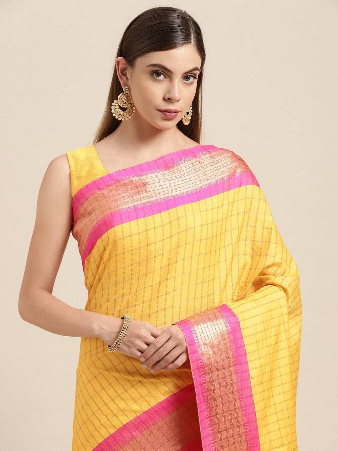 Uppada Cotton Silk Saree With Self Butti