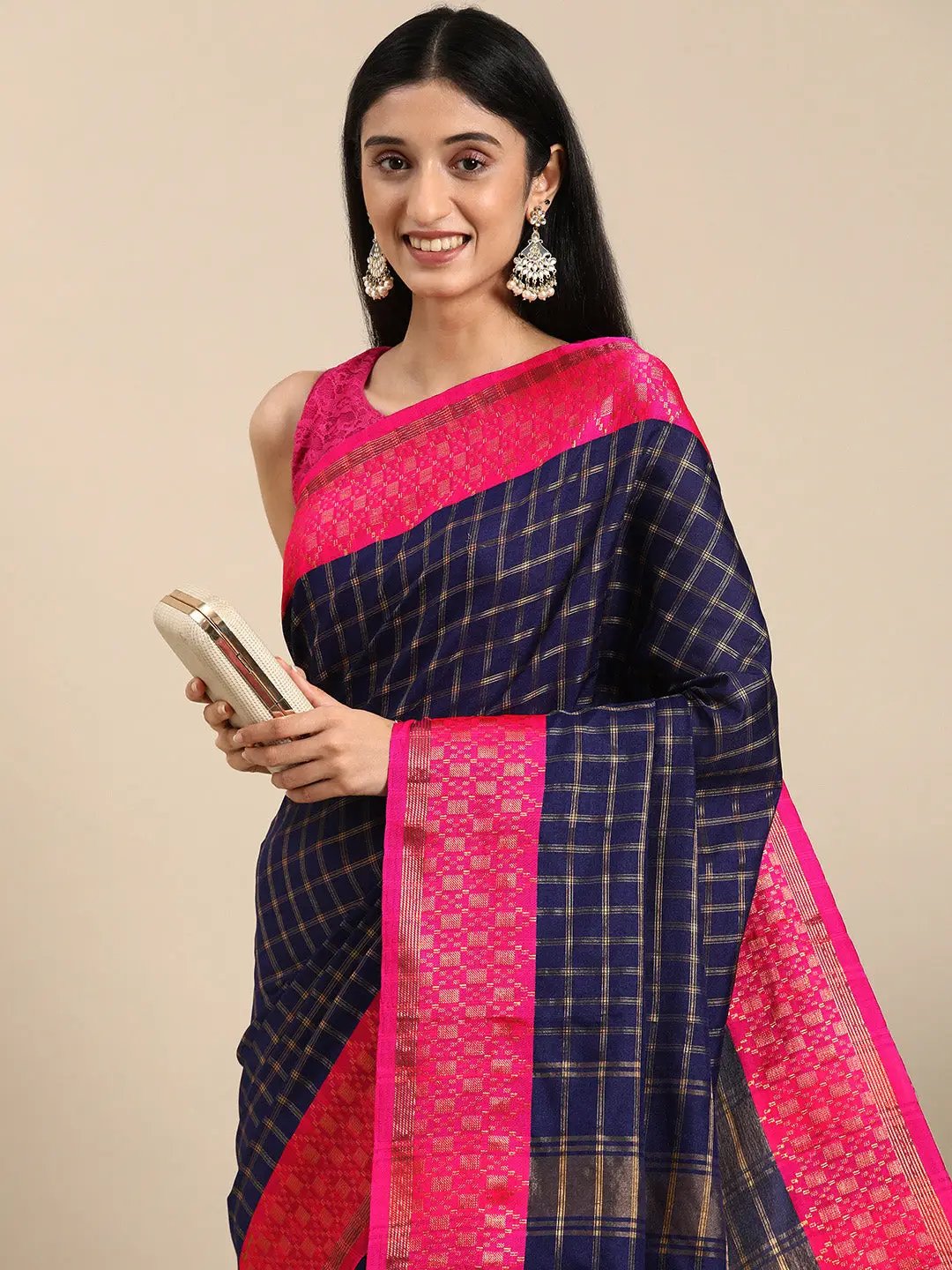 Small Chex Uppada Cotton Silk Saree