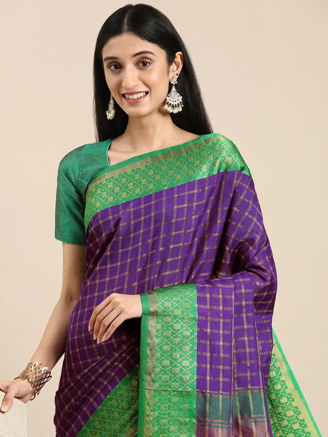 Small Chex Uppada Cotton Silk Saree