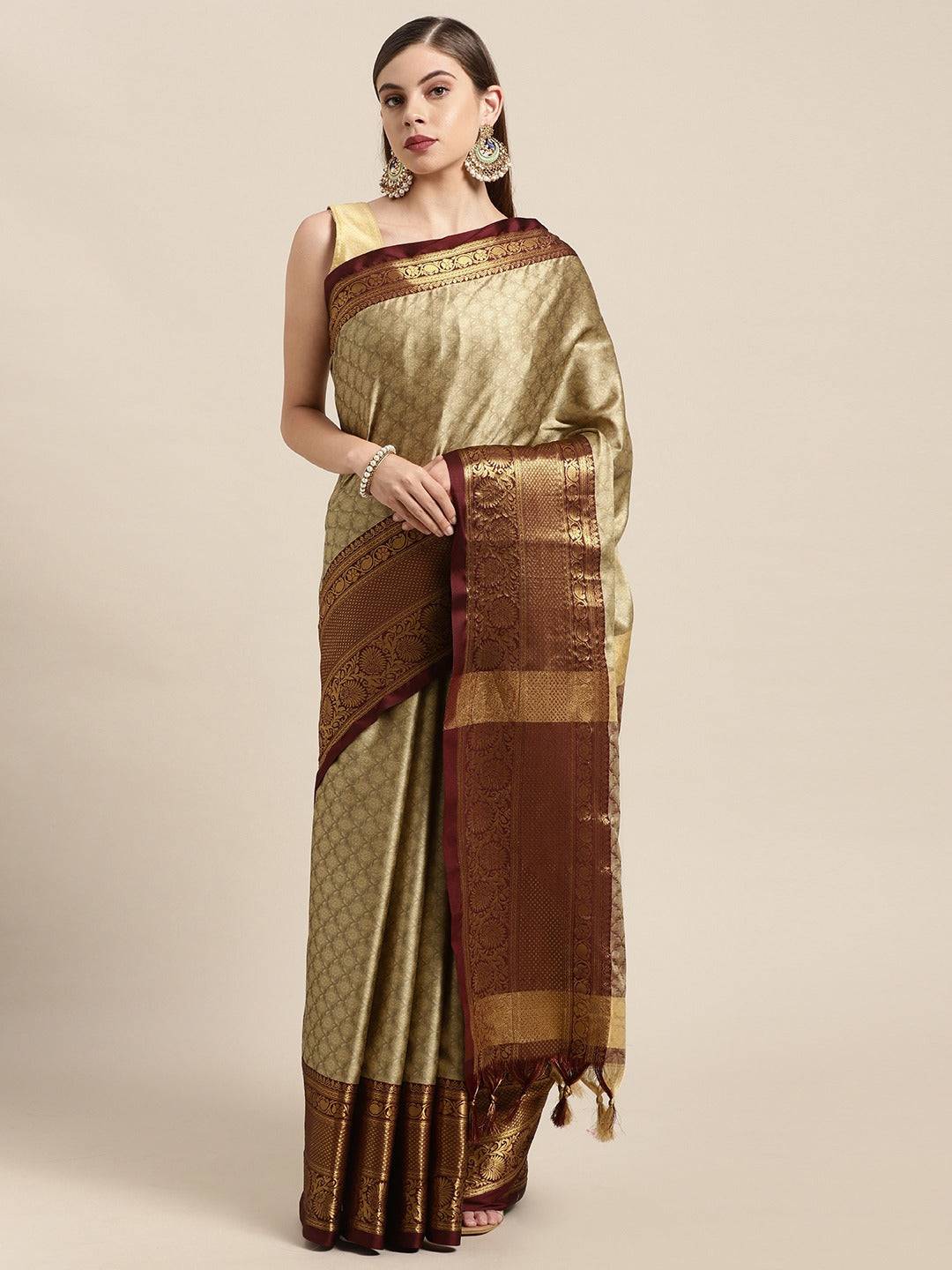 Uppada Cotton Silk Saree With Self Butti