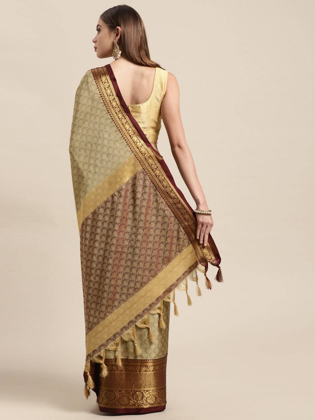 Uppada Cotton Silk Saree With Self Butti