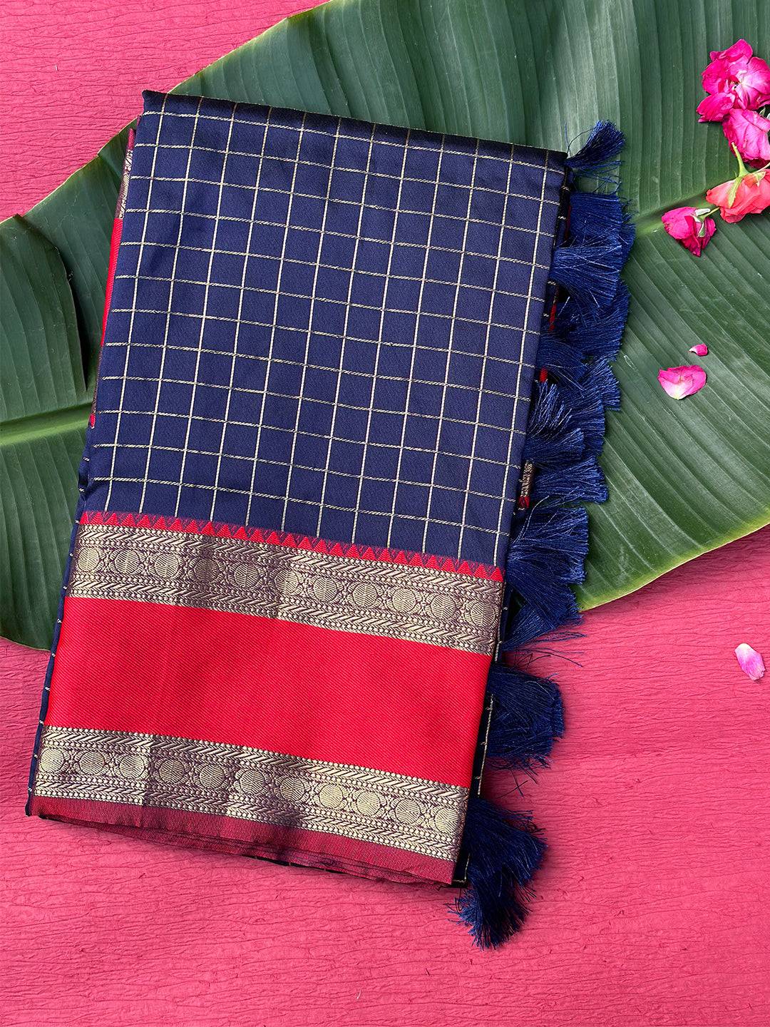 Navy Silk Woven Kanchi Banarasi Saree
