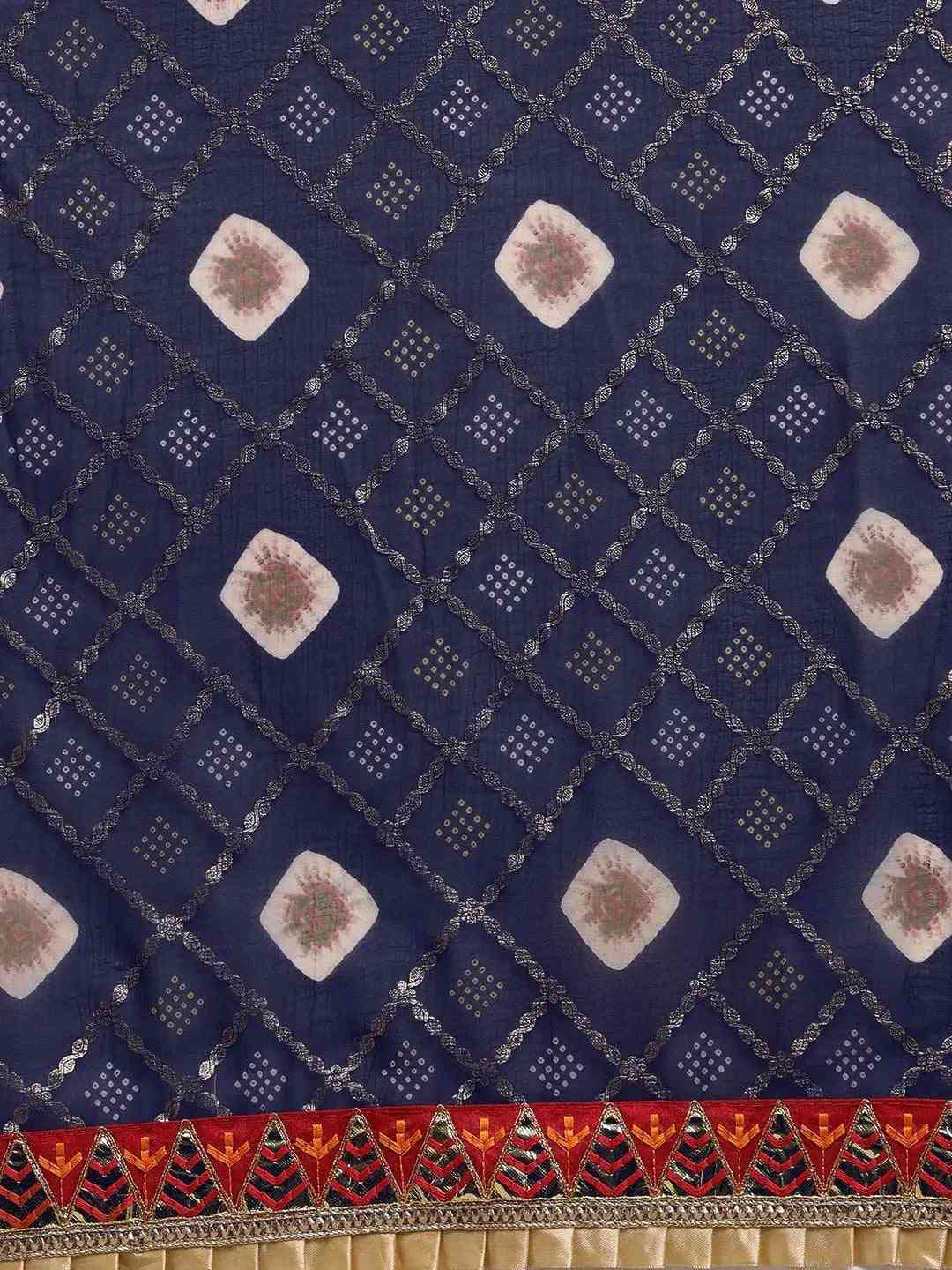 Poly Chiffon Foil & Bandhej Print Festive Saree