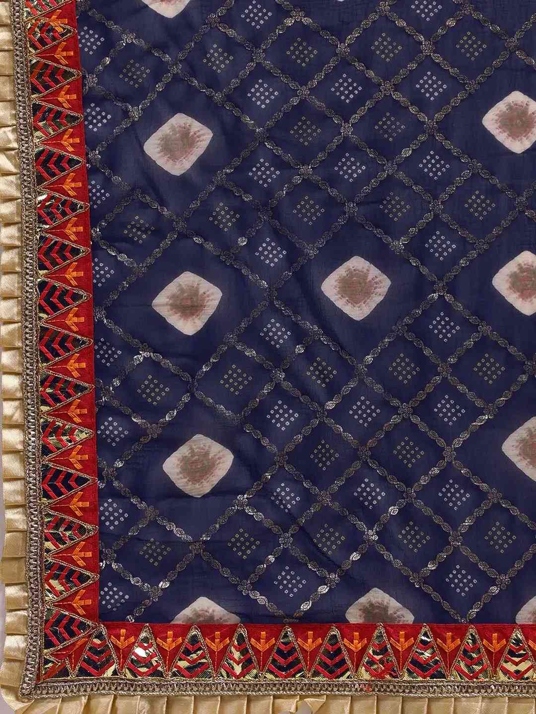 Poly Chiffon Foil & Bandhej Print Festive Saree