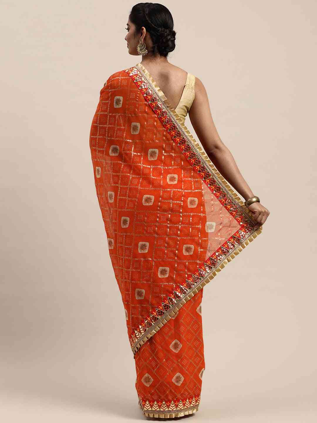 Poly Chiffon Foil & Bandhej Print Festive Saree