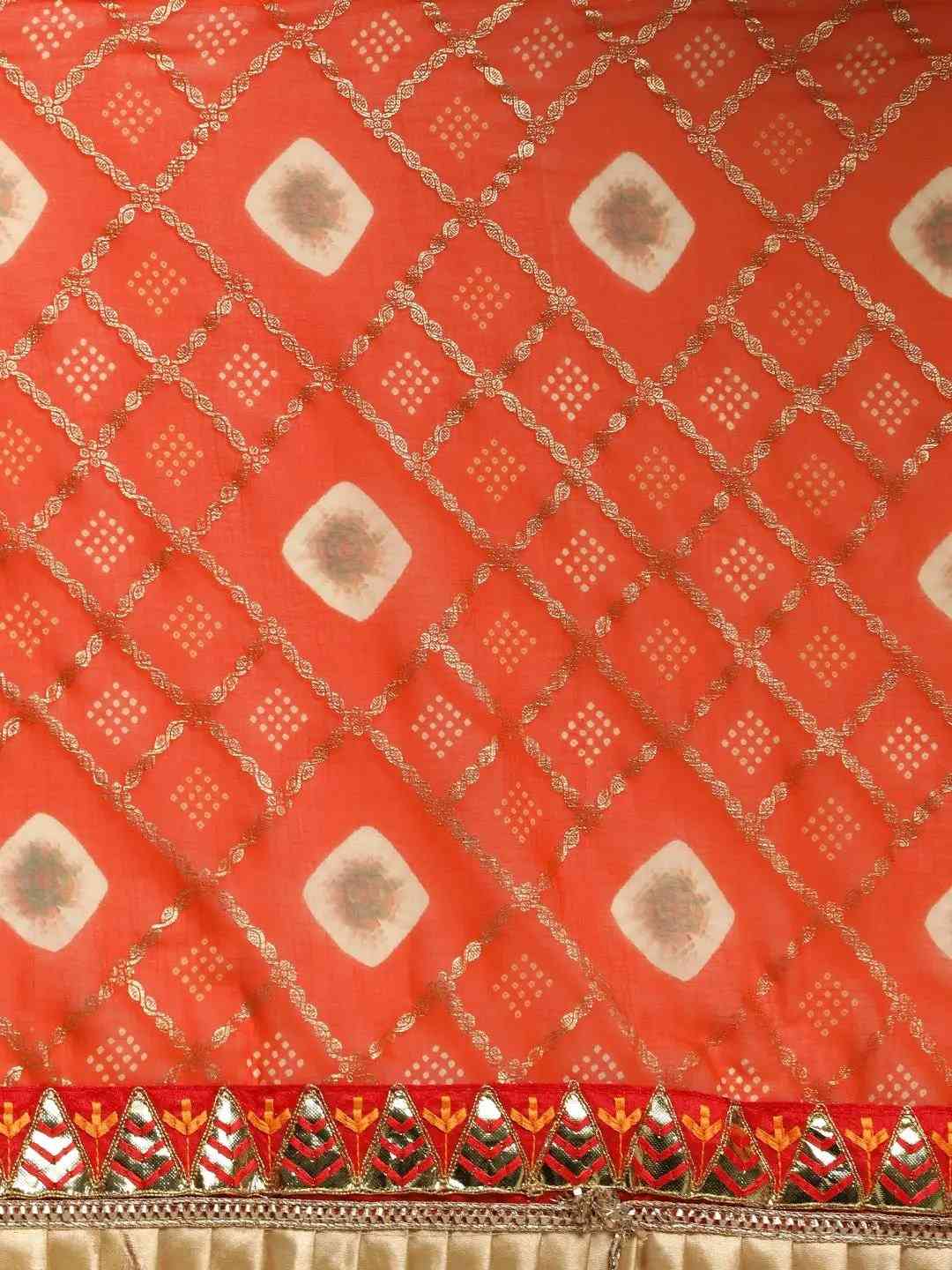 Poly Chiffon Foil & Bandhej Print Festive Saree