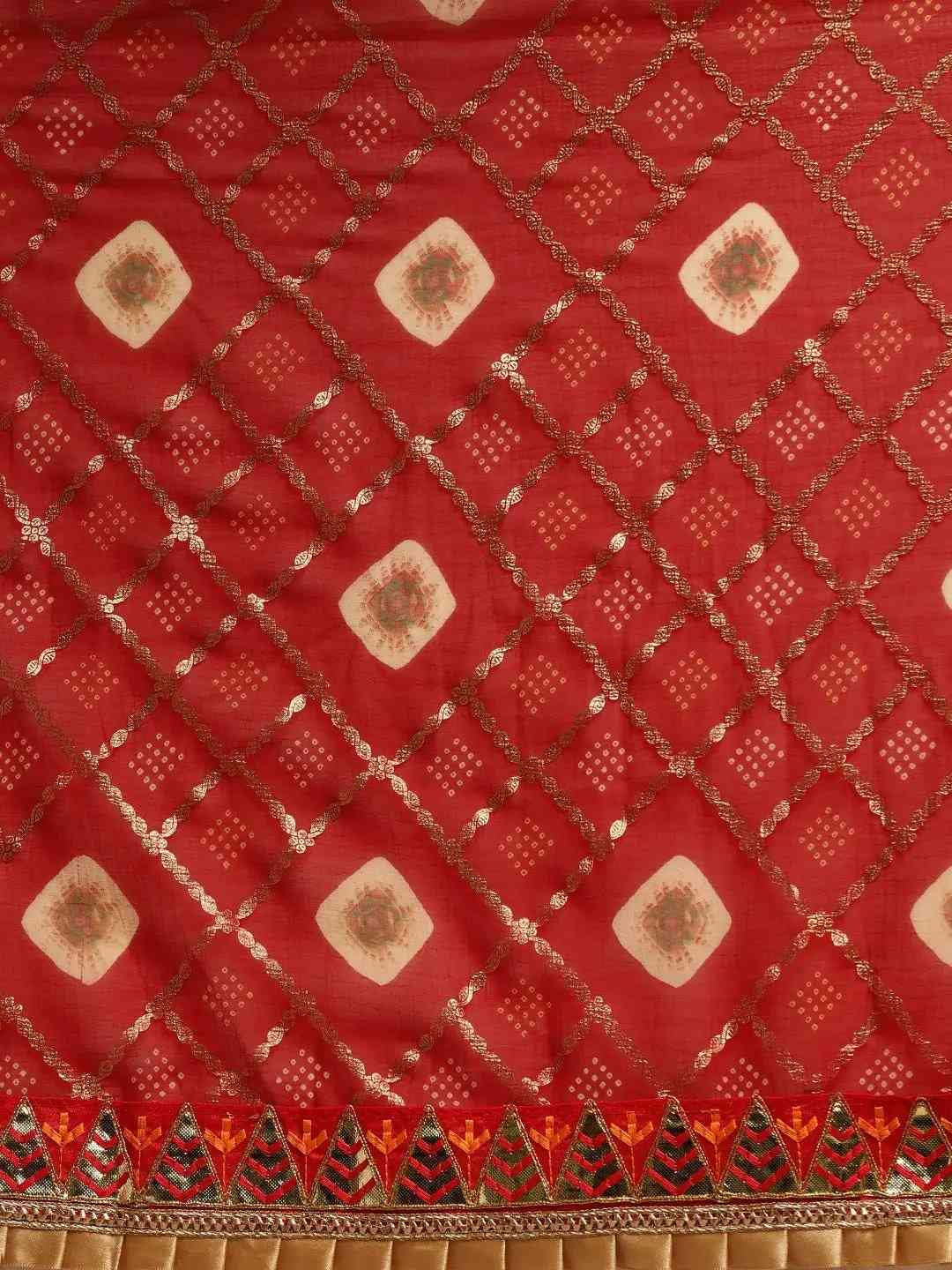 Poly Chiffon Foil & Bandhej Print Festive Saree
