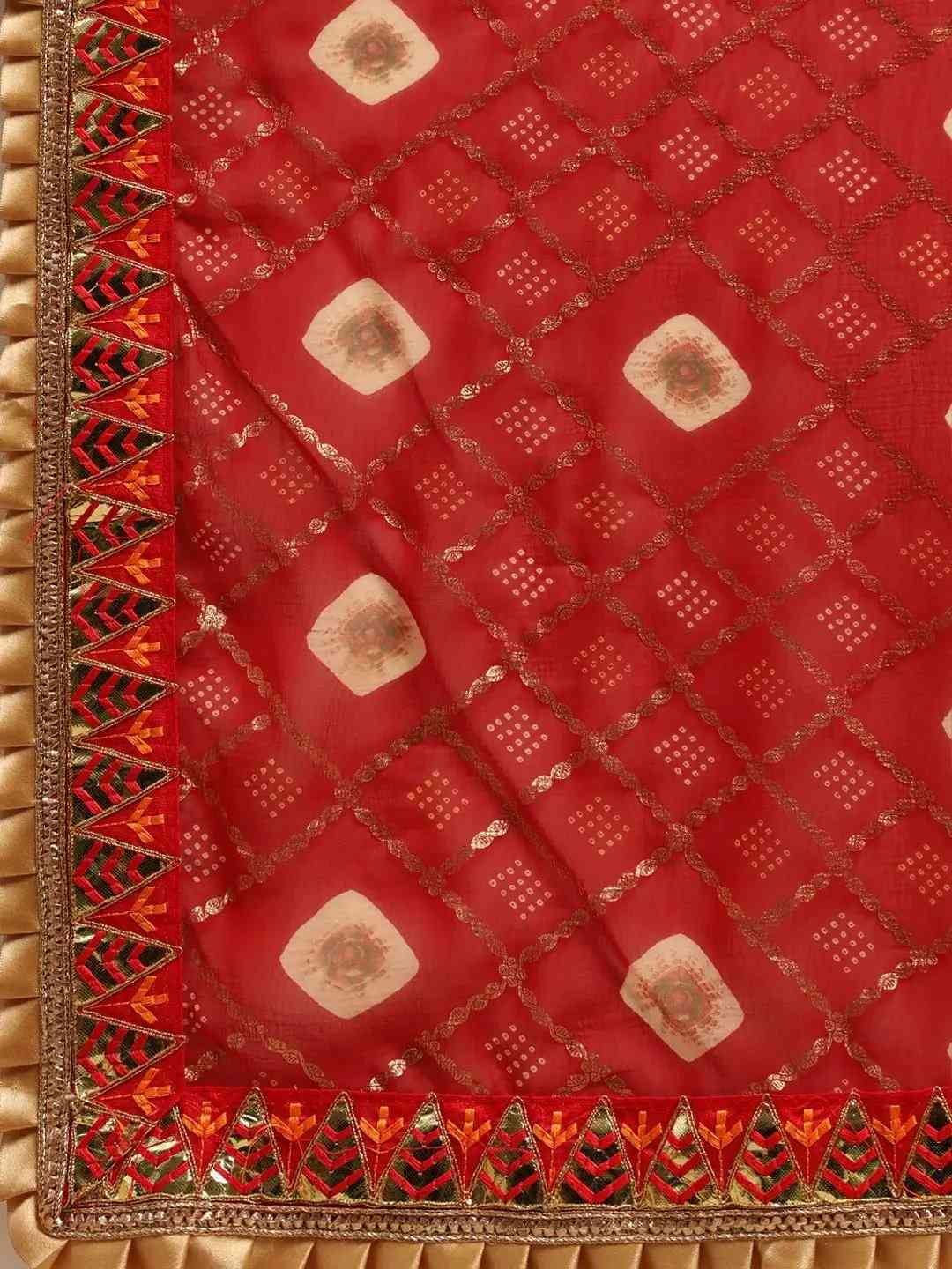 Poly Chiffon Foil & Bandhej Print Festive Saree