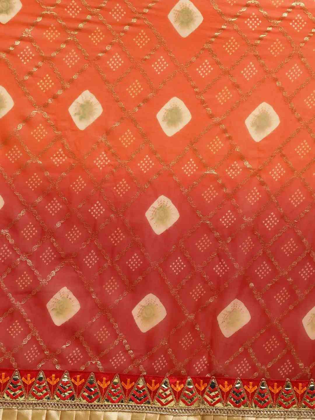 Poly Chiffon Foil & Bandhej Print Festive Saree