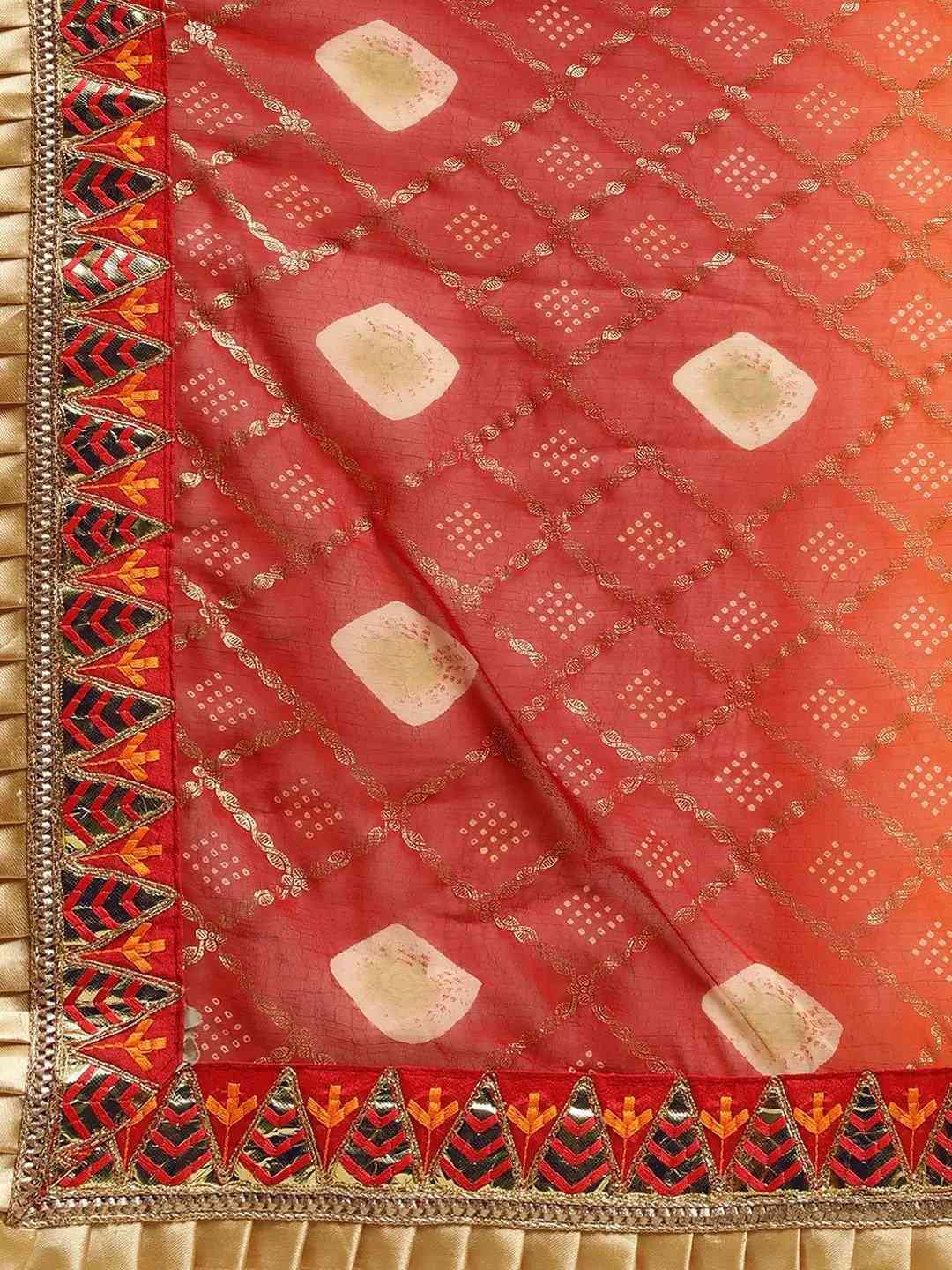 Poly Chiffon Foil & Bandhej Print Festive Saree