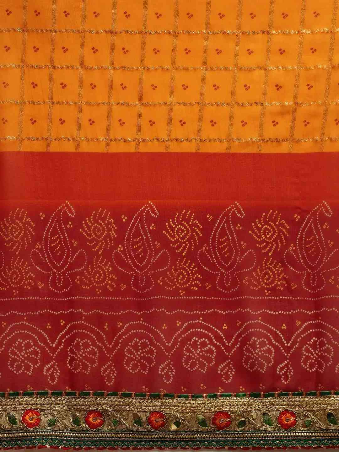 Poly Chiffon Foil & Bandhej Print Festive Saree