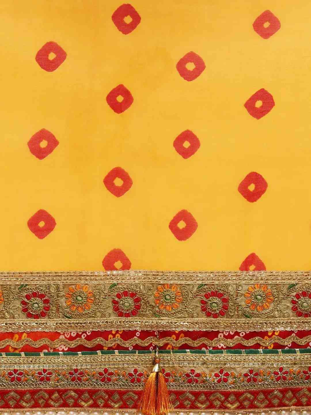 Half-Half Poly Chiffon Bandhani Print Saree