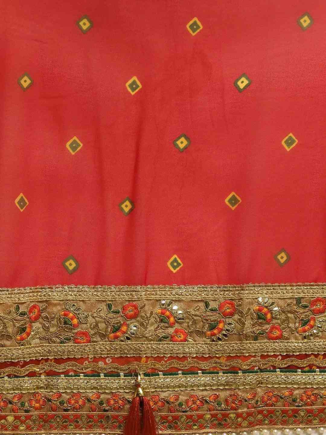 Half-Half Poly Chiffon Bandhani Print Saree
