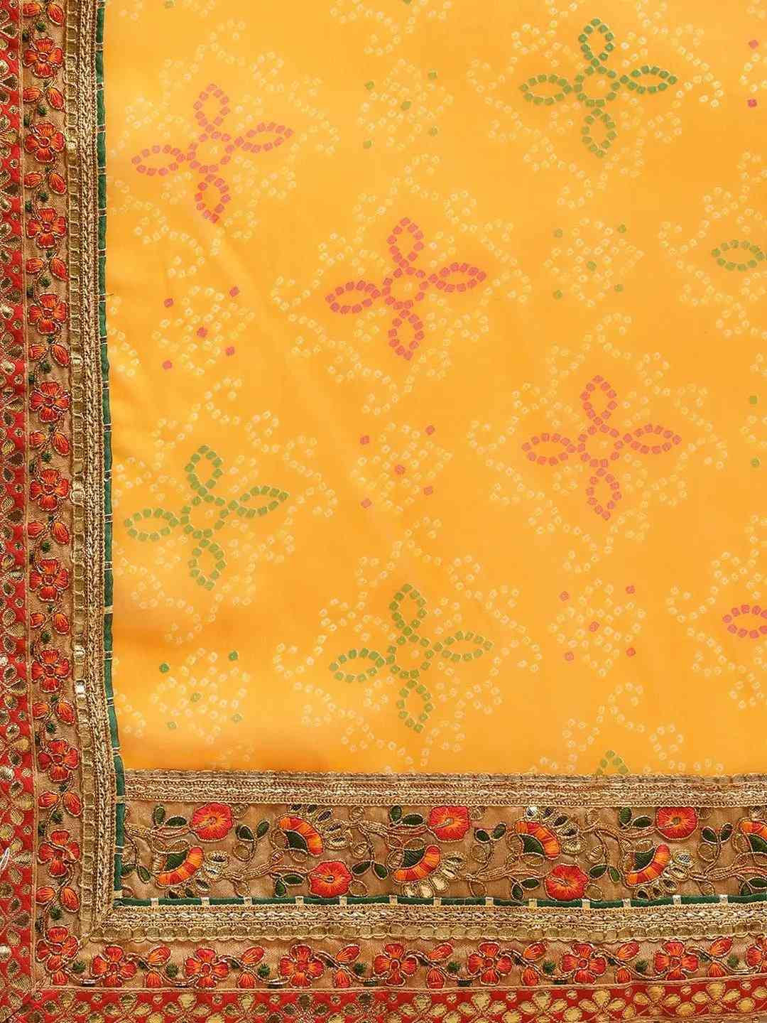 Half-Half Poly Chiffon Bandhani Print Saree