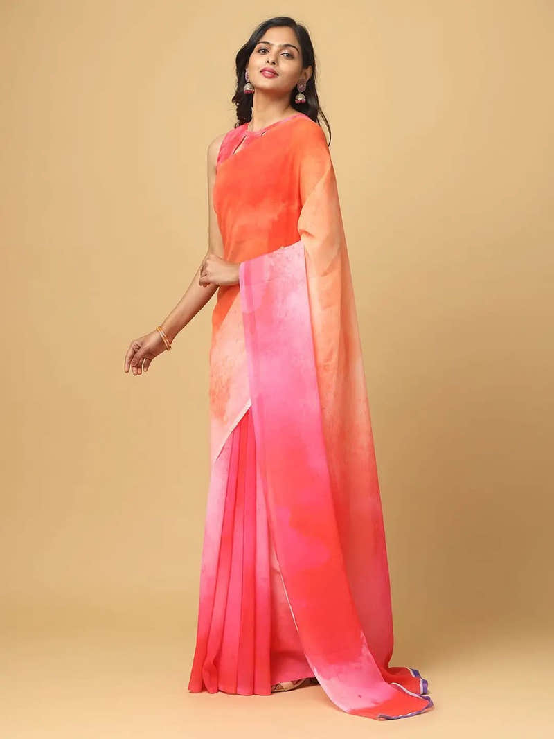 Ombre Soft Georgette Digital Print Saree