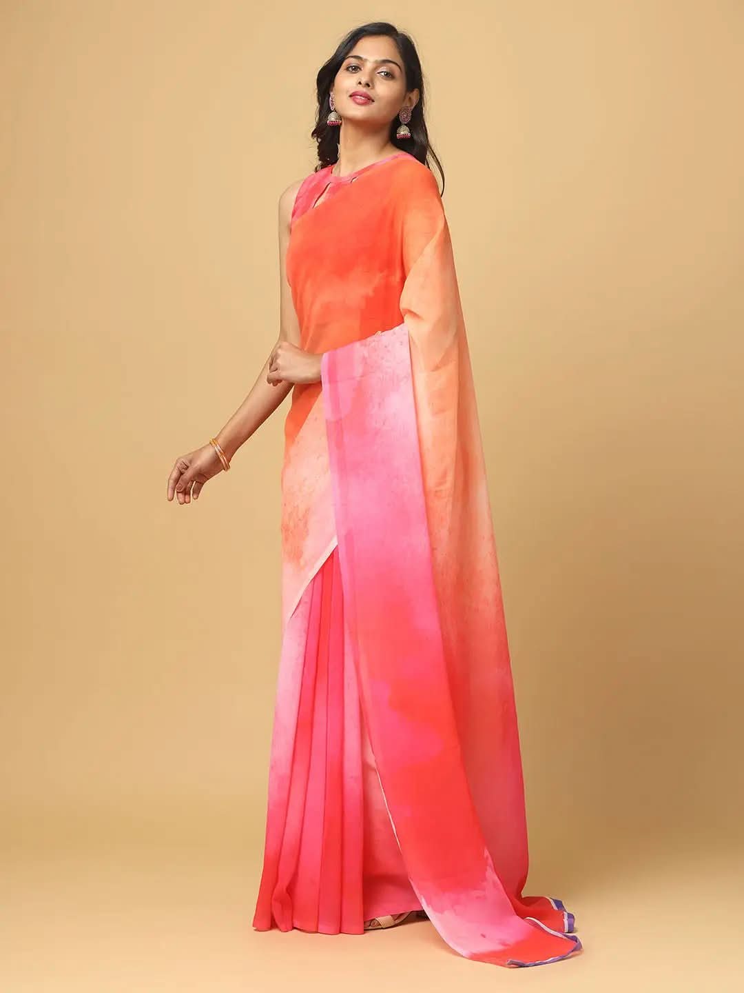 Ombre Soft Georgette Digital Print Party Wear Saree