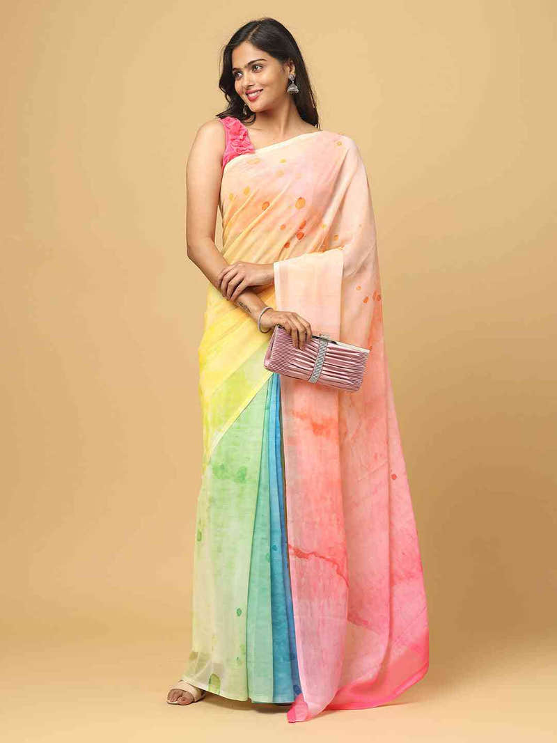 Ombre Soft Georgette Digital Print Saree