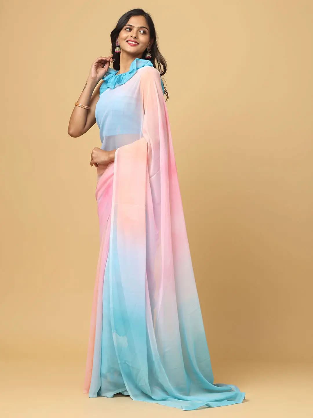Ombre Soft Georgette Digital Print Party Wear Saree
