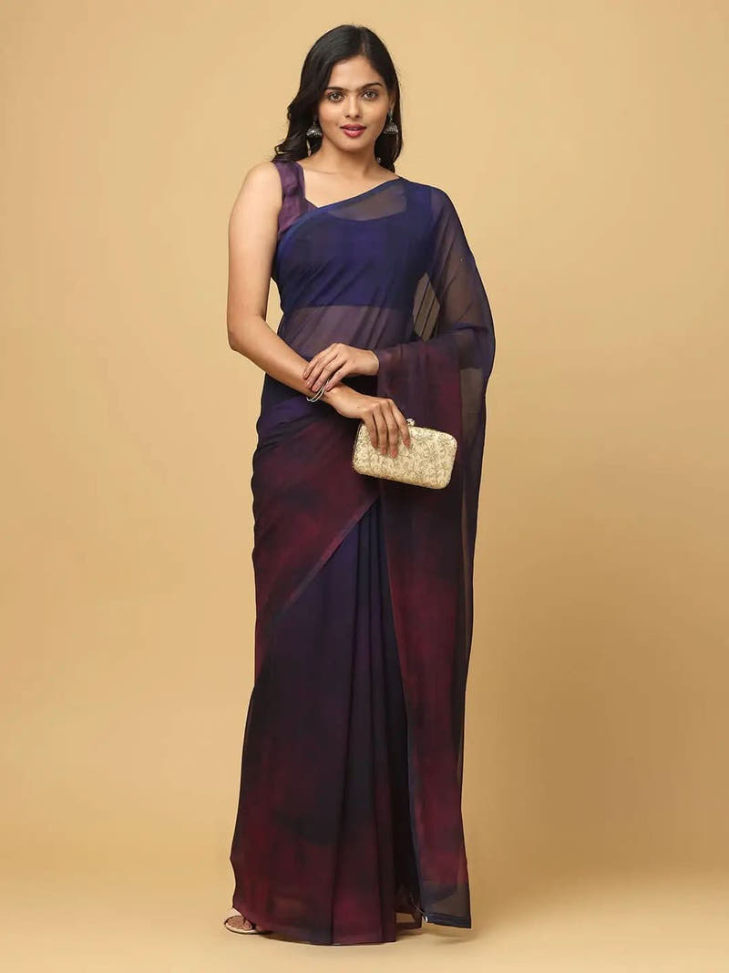 Ombre Soft Georgette Digital Print Party Wear Saree