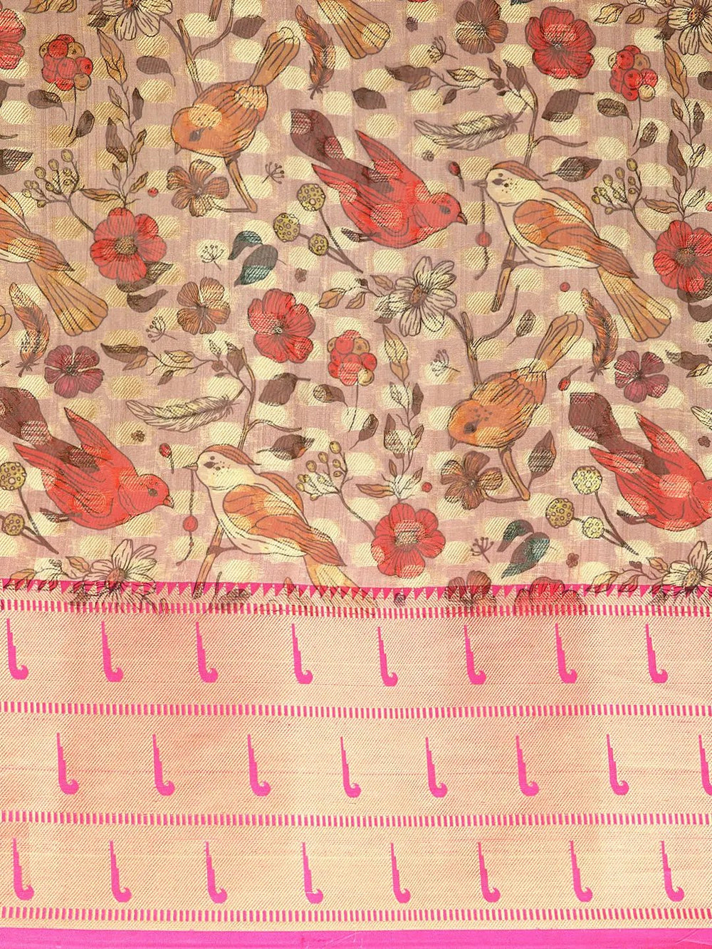 Cream Colour Pure Organza Banarasi Zari Work Saree