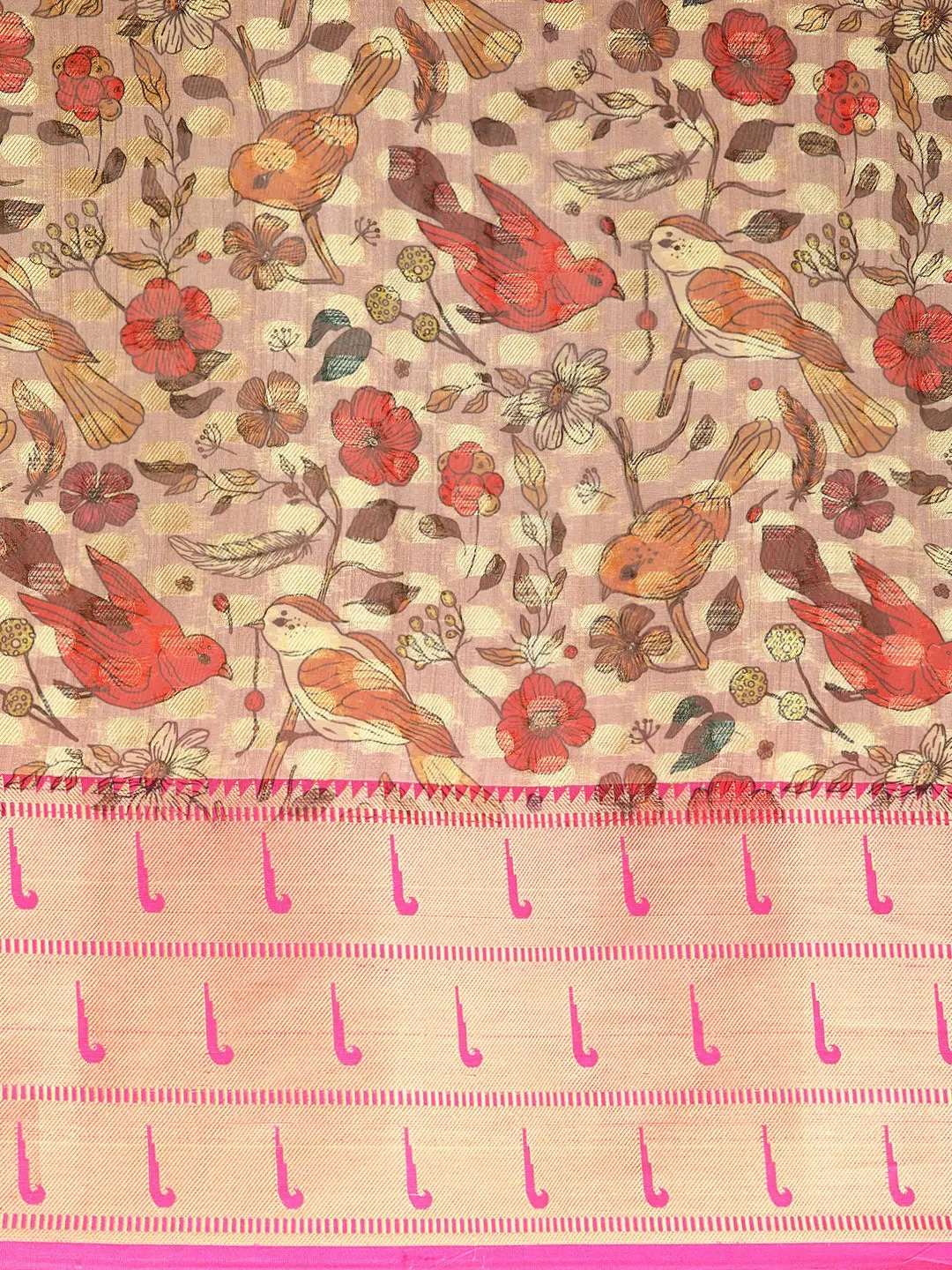 Cream Colour Pure Organza Banarasi Zari Work Saree