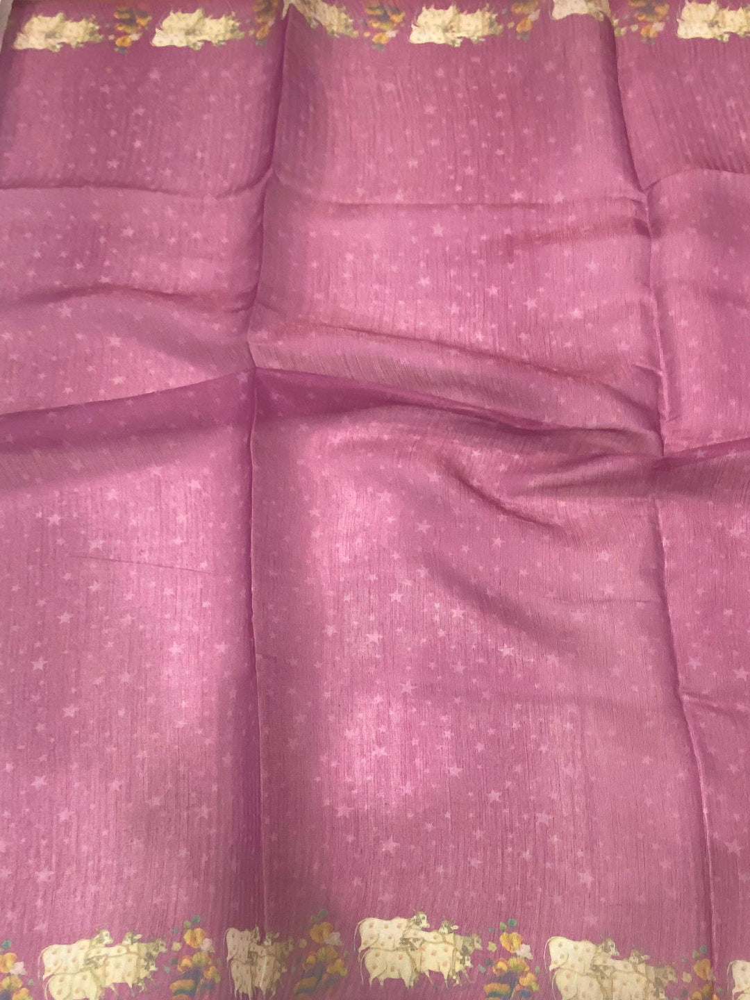 Pink Chanderi Pichwai Print Saree