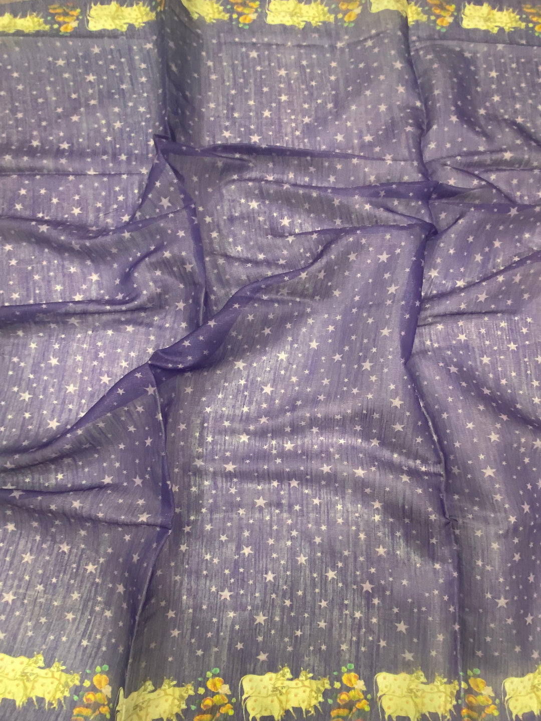 Purple Chanderi Pichwai Print Saree