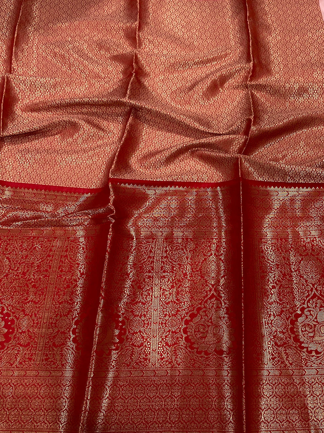 White Banarasi Silk Saree With Kanchi Pattu Border