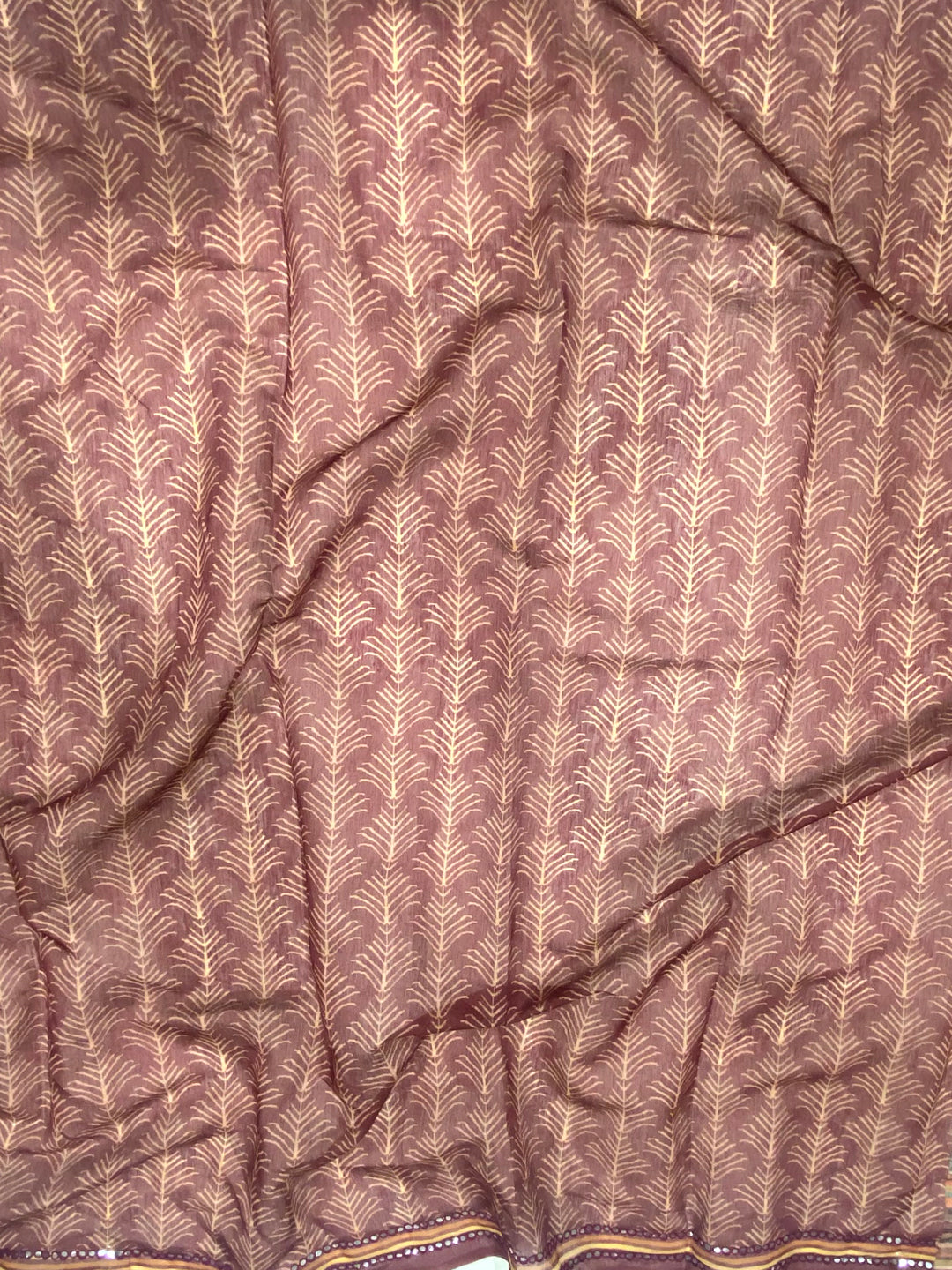 Rust Charm Mirror Work Silk Saree
