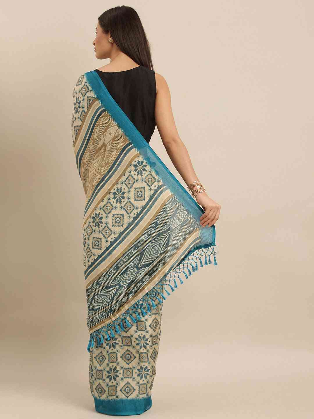 Beautiful Patola Silk Saree With Ethnic Motifs Work