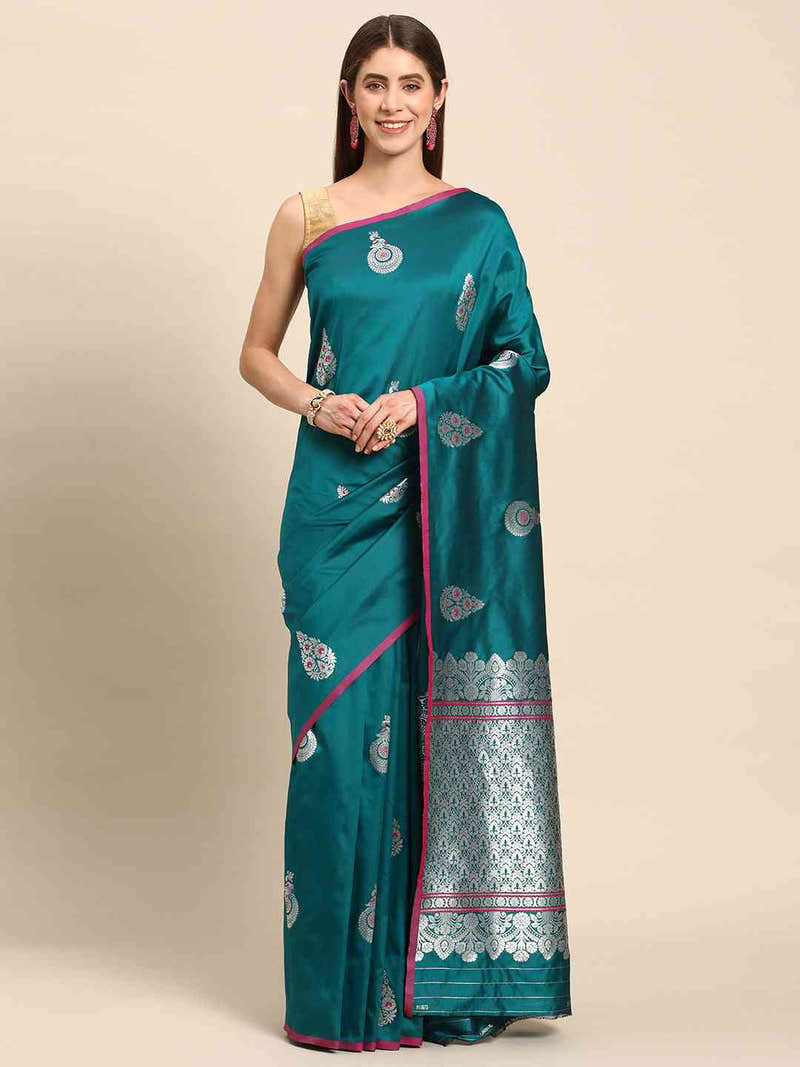Banarasi Zari Silk Saree With Ethnic Motifs