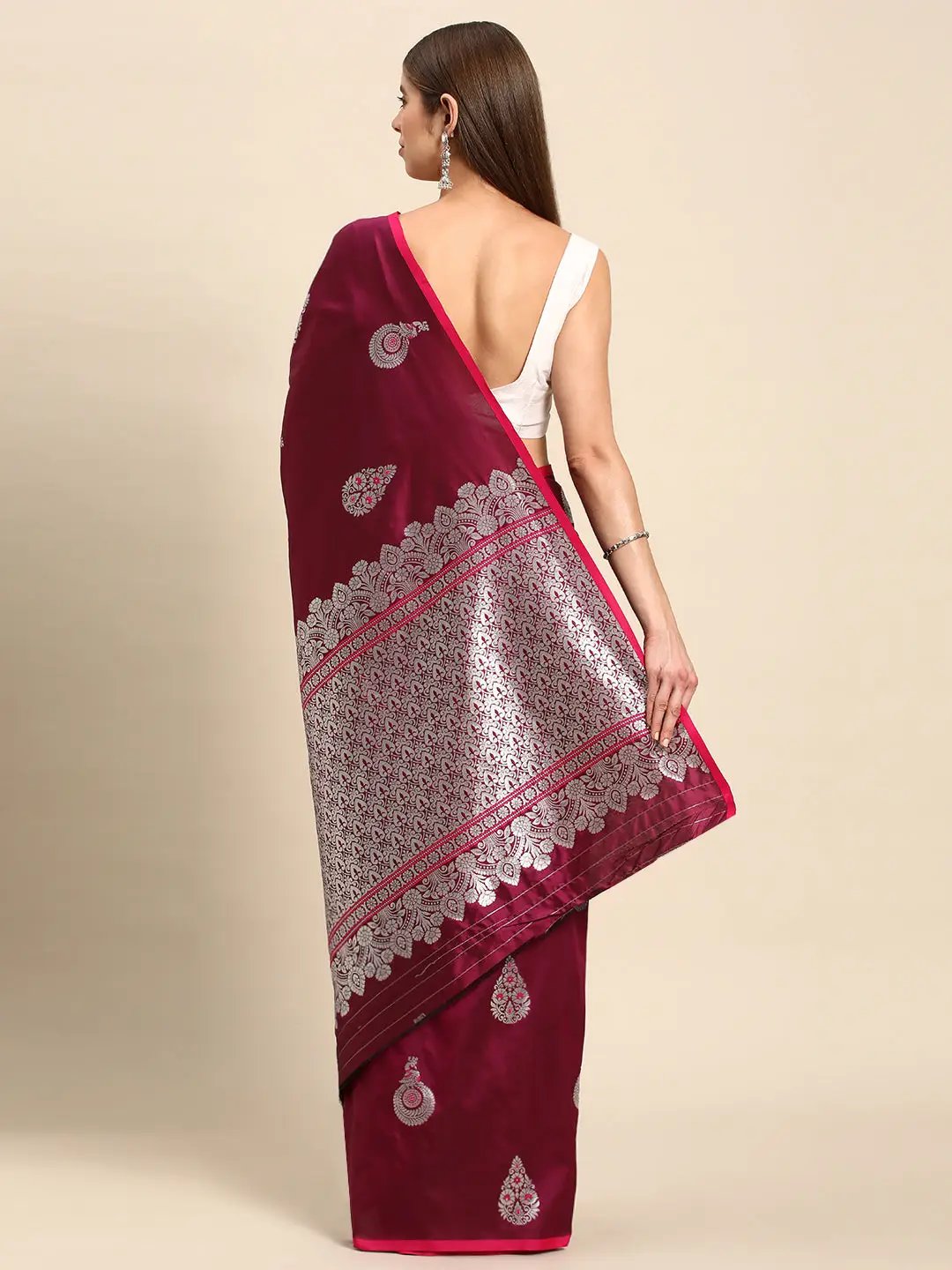 Exclusive Pure Banarasi Zari Silk Saree with Ethnic Motifs