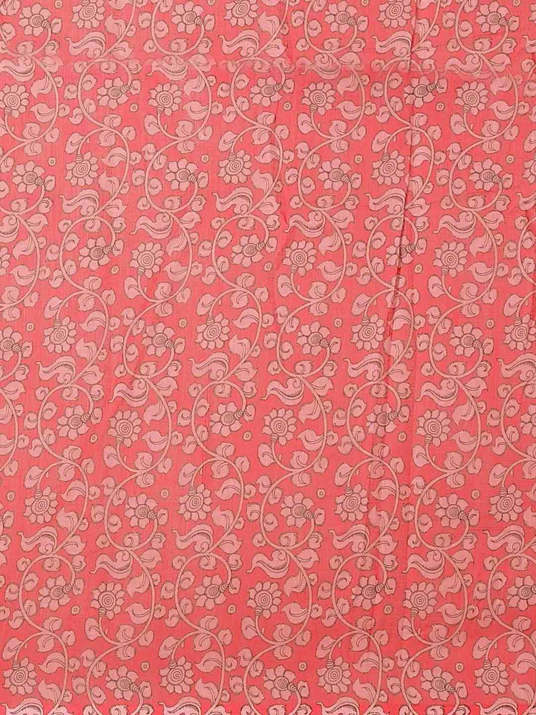 Pure Linen Pen Kalamkari Digital Print Saree