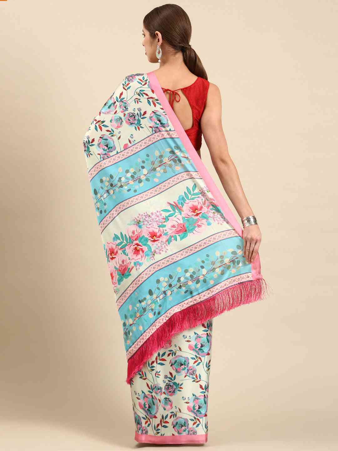 Soft Satin Georgette Pristel Colour Party Wear Saree