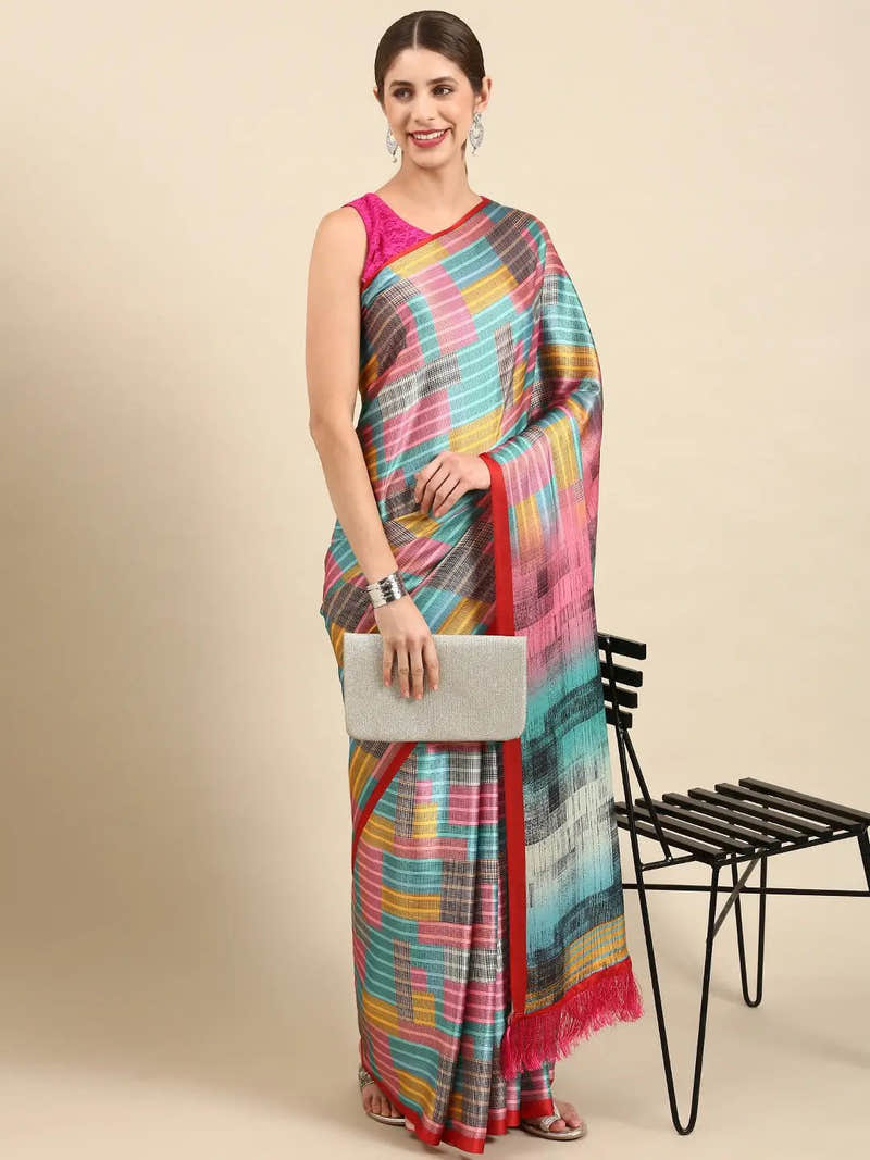 Soft Satin Georgette Pastel Colour Party Wear Saree