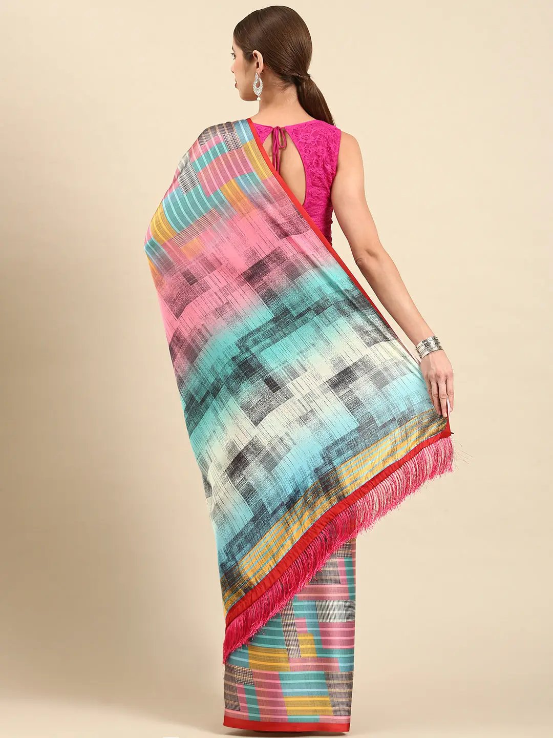 Soft Satin Georgette Pristel Colour Party Wear Saree