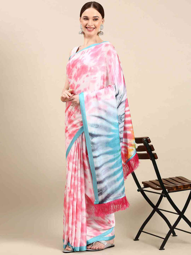 Soft Satin Georgette Pastel Colour Party Wear Saree